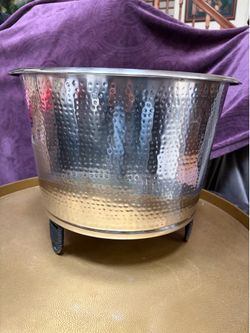 Stainless steel hammered ice bucket 11”H & 15”D