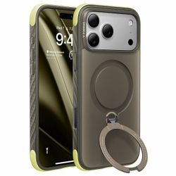 TORRAS Q3 Rugged for iPhone 17 Pro Max Case 360 Magnetic Stand, Moss Green