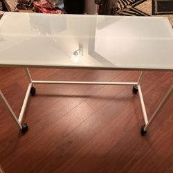 Tempered Glass Computer Desk on Wheels – $30