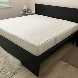 IKEA Malm King Bed Frame & Mattress $450 for Both