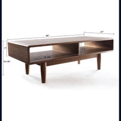 Posh Pollen Diego Living Room Furniture Mid-Century Coffee Table, Walnut