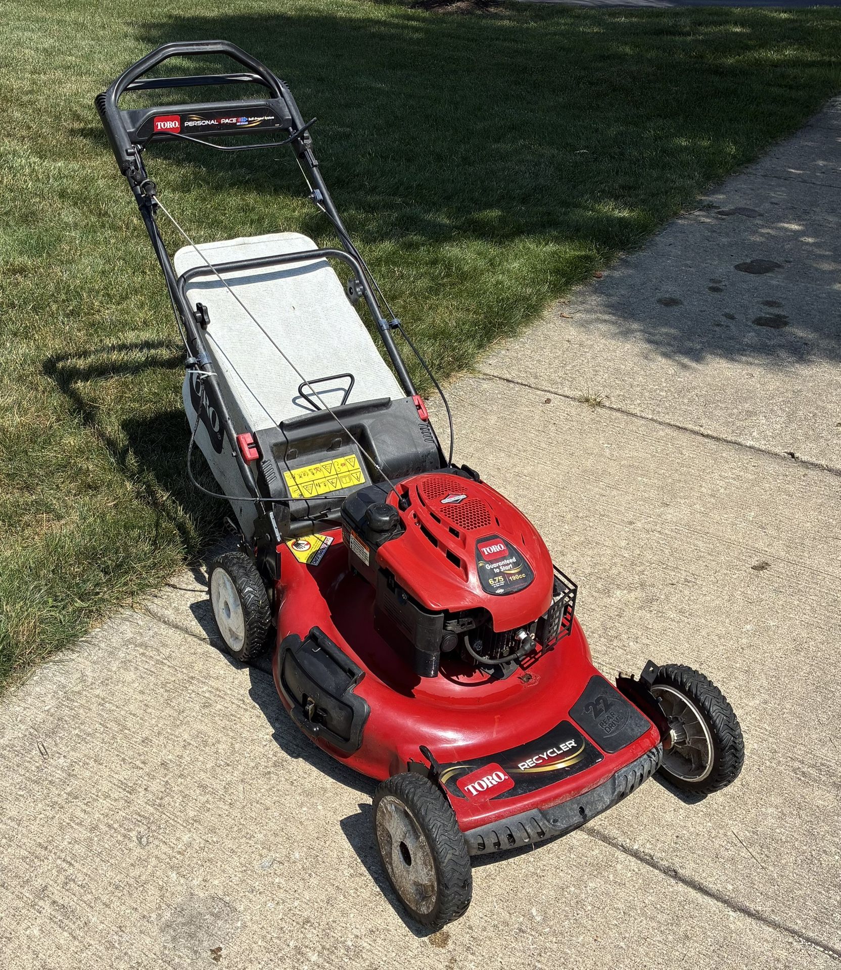 Toro Personal Pace Self Propelled Lawn Mower with Bag