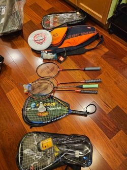 Sports Racket Bundle – Badminton, Racquetball, Bags & Accessories – $75