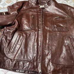 MOD cafe racing ITALIAN LEATHER jacket motorcycle vespa biker stripe oily XXL 