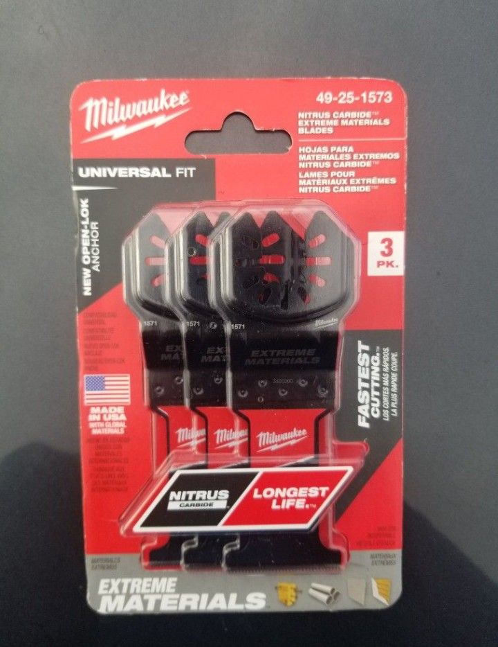 Milwaukee 1-3/8 in. Nitrus Carbide Universal Fit Extreme Materials Cutting Oscillating Multi-Tool Blade - 3-Pack - (49-25-1573)