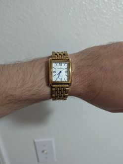 Peugeot Gold-Tone Tank Quartz Watch