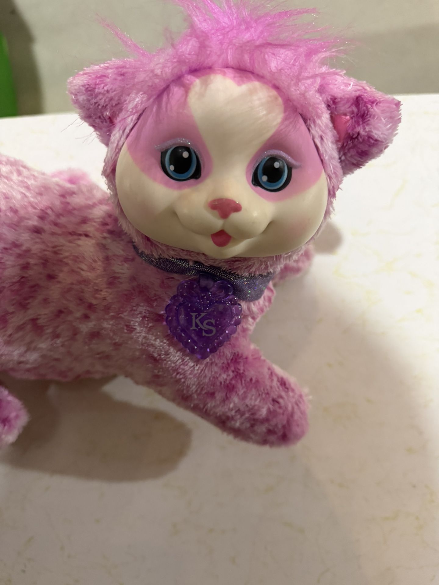 Kitty's Secret pink cat plush toy with babys
