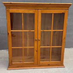 Solid Pine Glass Door Display Cabinet Bookcase – 42”