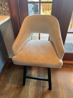 Pair of Upholstered Counter-Height Chairs – Cream / Black