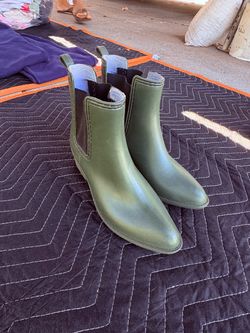 Olive Green Rubber Chelsea Rain Boots