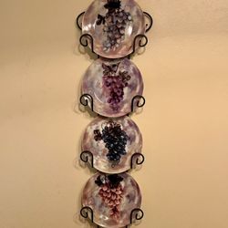 5-Piece Wine Plate w/Rack Set