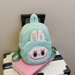 Plush Labubu Backpack For Kids Halloween Bag Green