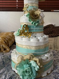 Boy Babyshower Diaper Tower 