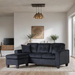 Cris Black Velvet Sectional