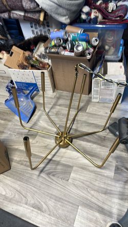 Chandelier 6 Arms Brass Finish Modern