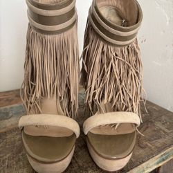 Nicholas Kirkwood suede Fringe trim accent platform heels