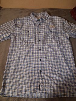 MAGELLAN blue and white crossed shirt