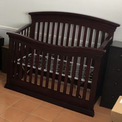 Solid mahogany wood convertible crib set
