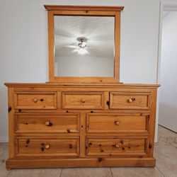 Nice Real Wood Dresser With Mirror