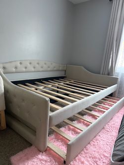 2)Euroco Upholstery Full XL Daybed with Trundle and LED Light,...used like new
