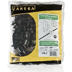 Zareba Systems ITB-Z T-Post Insulator, BLACK, 2 Packages | NEW 