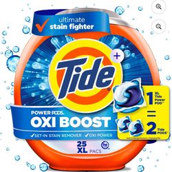 Tide PODS Laundry Detergent Soap Pacs, Oxi Boost Power PODS with Stain Remover and Oxi Power, 25 Count  New $11.00 each
