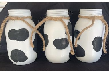 Cow Print Mason Jar