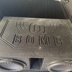 Q bomb sub woofer enclosure with 2 kicker 12 inch comp q brand new these are $850 with tax 