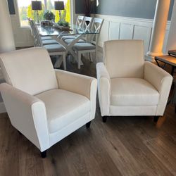 2 Ivory White Accent Chairs
