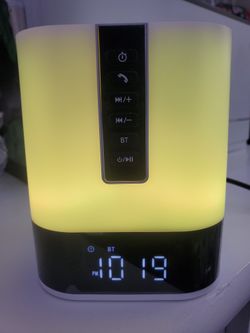 Night Light Bluetooth Speaker, 5 in 1 Touch Control Bedside Lamp Dimmable Multi-Color Changing, Bedroom Alarm Clock