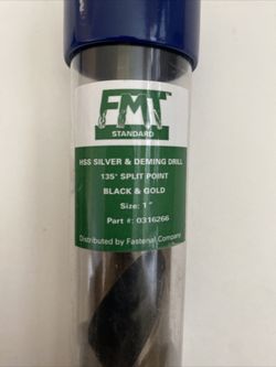 1” HSS 135 Split Point Black & Gold FMT Standard Silver & Deming Drill Bit “new”