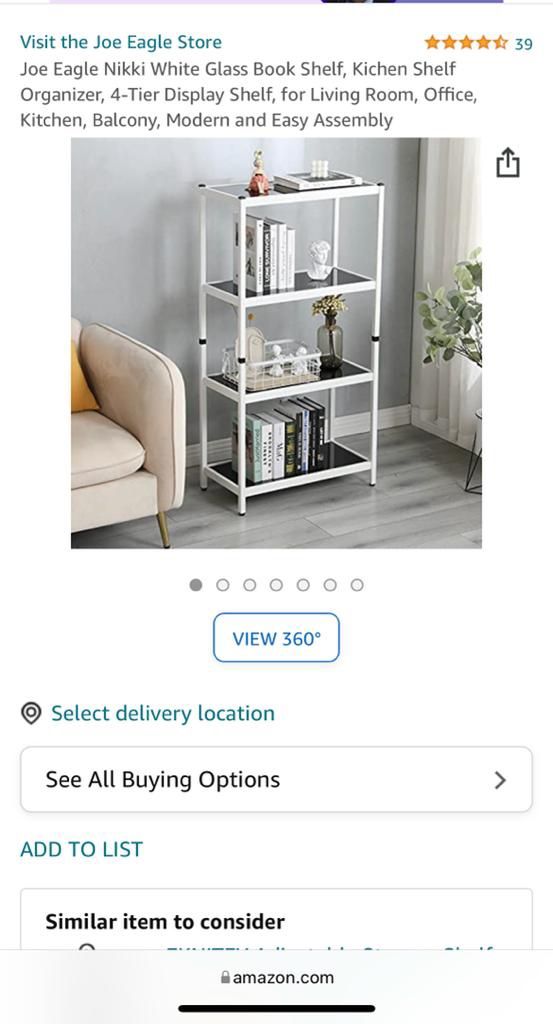 Brand New 4 Tier White Glass Book Shelf