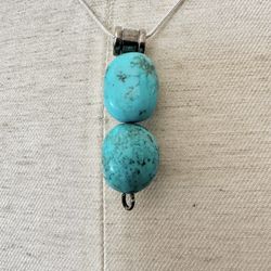 Silver Turquoise Pendant Necklace 