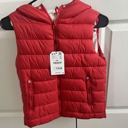 NWT  Zara Girl Red Puffer Vest Sz 9-10