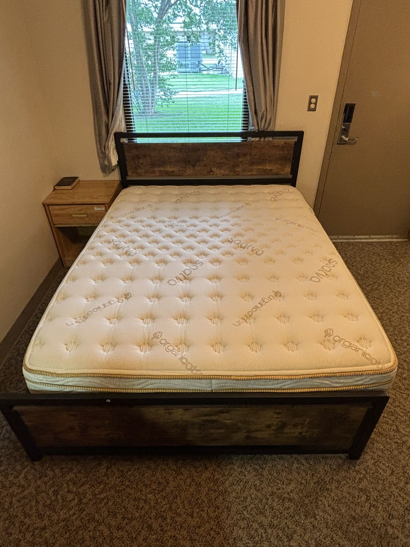 BED FRAME AND MATTRESS; FOR SALE/NEED GONE ASAP: BEFORE 5/19/2025!!!
