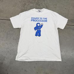 vintage intel processor cpu white tech computer shirt size medium