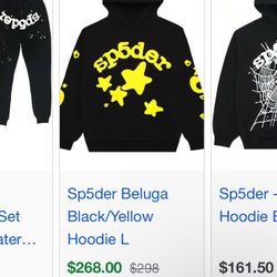 Sp5der Black And Yellow Hoodie