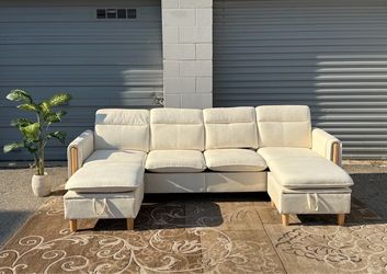 Brand New Modern White Sectional Sofa with Ottomans | FREE Dallas Delivery | No Deposit!