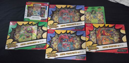 Sealed Pokemon TCG,  Ascended Heroes Mega ex boxes + Coin blister + First Partner Illustration