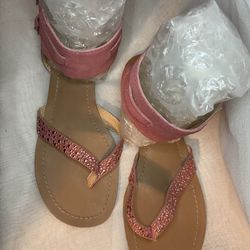 Pink Thong Sandal with Gladiator Straps - 8.5