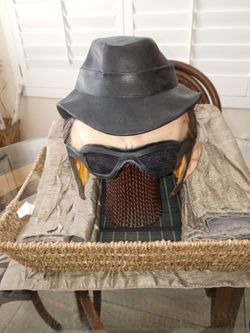 Mask adult man's face with glasses hat hair and glasses 3.00