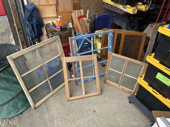 Vintage Window With Chicken Wire In Glass