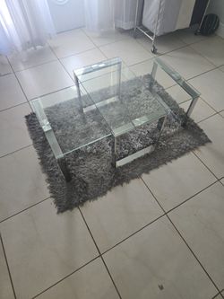 2 Luxury Silver Glass Tables