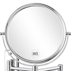 DECLUTTR 8 Inch Wall Mounted Magnifying Mirror with 10x Magnification, Double Sided Vanity Makeup Mirror for Bathroom, Chrome Finished