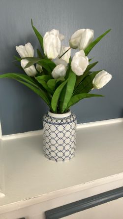 Vase With Artificial Tulips