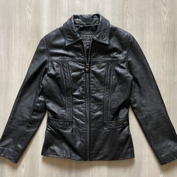 Vintage Guess USA Genuine Leather Moto Racer Sz Small 