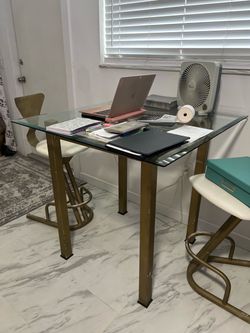 Mid Century Modern Beveled Glass Bar Height Table Set