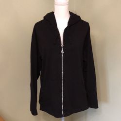 Women’s Black 100%Cotton Jacket & Pants Set, XL