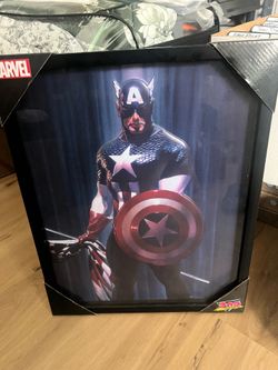 Captain America Avengers artwork in glass with frame