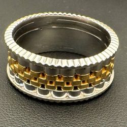 14k Solid Two Tone Gold White & Yellow Gold Wedding Band or Rolex Jubilee. Ring Size 10